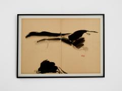 T ang Haywen signed diptych ink on beige paper 1970 - 4188678
