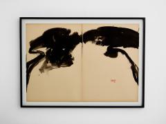 T ang Haywen signed diptych ink on beige paper 1972 - 4188916