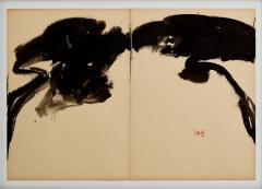 T ang Haywen signed diptych ink on beige paper 1972 - 4203760