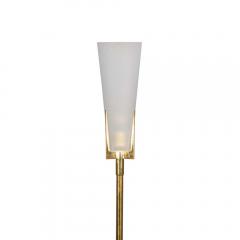 TALL FLOOR LAMPS WHITE FROSTED GLASS SHADES ON BRASS - 2133592