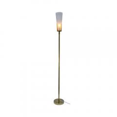 TALL FLOOR LAMPS WHITE FROSTED GLASS SHADES ON BRASS - 2133594