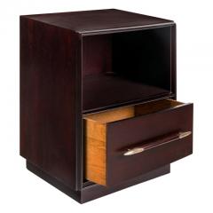 TH Robsjohn Gibbings T H Robsjohn Gibbings Walnut Nightstands with a Shelf and Drawer for Widdicomb - 711646