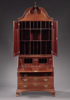 THE CALEB GARDNER FAMILY CHIPPENDALE TWO SHELL BONNET TOP SECRETARY - 4126688