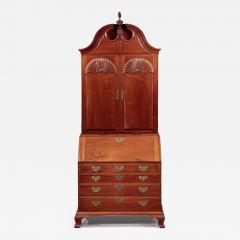 THE CALEB GARDNER FAMILY CHIPPENDALE TWO SHELL BONNET TOP SECRETARY - 4127668