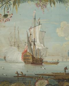 THOMAS ROBINS THE ELDER AN EXQUISITE SET OF FOUR GOUACHE WATERCOLOR AND GILT HIGHLIGHTED SEASCAPES - 3424430