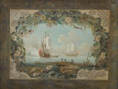 THOMAS ROBINS THE ELDER AN EXQUISITE SET OF FOUR GOUACHE WATERCOLOR AND GILT HIGHLIGHTED SEASCAPES - 3424743