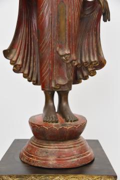 TIBETAN STANDING BUDDA FIGURE Bronze with Gilt Jewelled Inlaid Base - 3054840