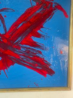 TOM PULGINI MODERN LARGE BRIGHT BLUE AND RED ABSTRACT PAINTING BY PULGINI - 2123055