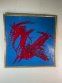 TOM PULGINI MODERN LARGE BRIGHT BLUE AND RED ABSTRACT PAINTING BY PULGINI - 2123058