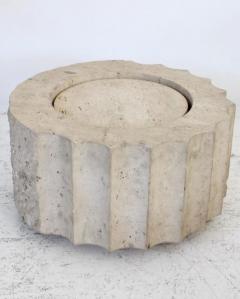 TRAVERTINE SIDE TABLE IN THE FORM OF A FLUTED COLUMN HAND CARVED - 3510977