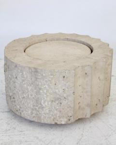 TRAVERTINE SIDE TABLE IN THE FORM OF A FLUTED COLUMN HAND CARVED - 3511059