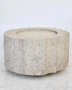 TRAVERTINE SIDE TABLE IN THE FORM OF A FLUTED COLUMN HAND CARVED - 3511096