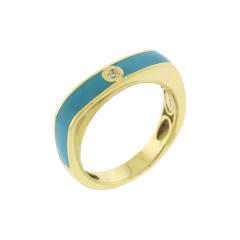 TURQUOISE ENAMEL DIAMOND RING - 3017453