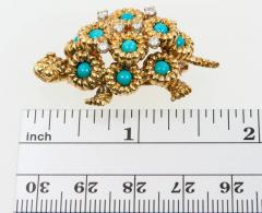 TURTLE BROOCH WITH TURQUOISE AND DIAMONDS - 2739324