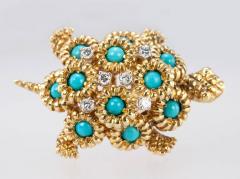 TURTLE BROOCH WITH TURQUOISE AND DIAMONDS - 2739360