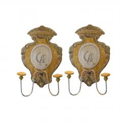 TUSCAN HAND PAINTED 2 LITE WALL SCONCES FROM SIENA ITALY - 797728