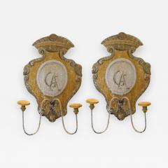 TUSCAN HAND PAINTED 2 LITE WALL SCONCES FROM SIENA ITALY - 800448