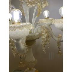 Table Lamp 5 Arms Murano Glass in White and Gold - 4460585