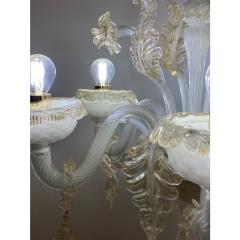 Table Lamp 5 Arms Murano Glass in White and Gold - 4460586