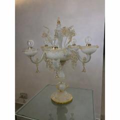 Table Lamp 5 Arms Murano Glass in White and Gold - 4460592