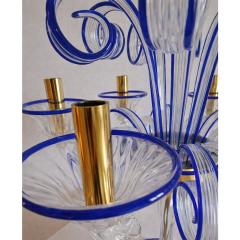 Table Lamp Murano Glass 5 Arms in Clear and Blue - 4460682