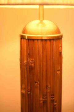 Table Lamp in Rattan and Brass from the 70s Complete with Fabric Lampshade - 3349686