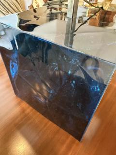 Table Lamp with Blue Murano Glass Base and Acrylic Shade 1970s - 4518614