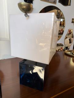 Table Lamp with Blue Murano Glass Base and Acrylic Shade 1970s - 4518619