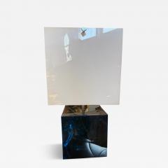 Table Lamp with Blue Murano Glass Base and Acrylic Shade 1970s - 4521654