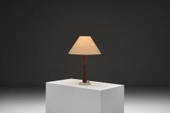 Table Lamp with Brass and Wood Stem Denmark ca 1960s - 4638087