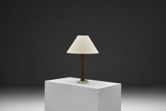 Table Lamp with Brass and Wood Stem Denmark ca 1960s - 4638178