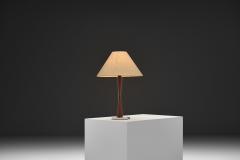 Table Lamp with Brass and Wood Stem Denmark ca 1960s - 4638179
