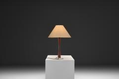Table Lamp with Brass and Wood Stem Denmark ca 1960s - 4638181