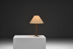 Table Lamp with Brass and Wood Stem Denmark ca 1960s - 4638183