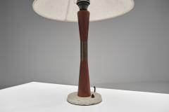 Table Lamp with Brass and Wood Stem Denmark ca 1960s - 4638654