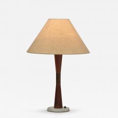 Table Lamp with Brass and Wood Stem Denmark ca 1960s - 4648637
