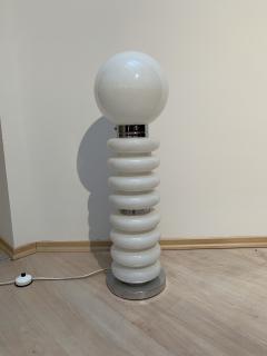 Table or Floor Lamp White Opaline Glass and Chromed Germany 1970s - 1807250