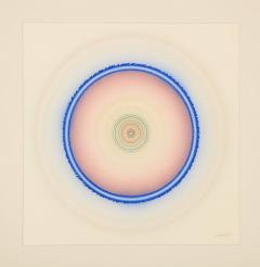Tadasky Tadasuke Kuwayama Tadasky Acrylic Painting on Paper Op Art Geometric Blue Pink Signed - 2833646