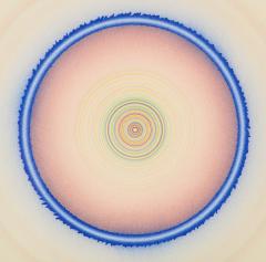 Tadasky Tadasuke Kuwayama Tadasky Acrylic Painting on Paper Op Art Geometric Blue Pink Signed - 2833647