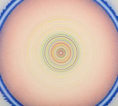 Tadasky Tadasuke Kuwayama Tadasky Acrylic Painting on Paper Op Art Geometric Blue Pink Signed - 2833648