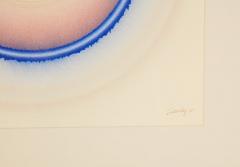 Tadasky Tadasuke Kuwayama Tadasky Acrylic Painting on Paper Op Art Geometric Blue Pink Signed - 2833651