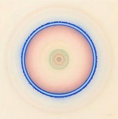 Tadasky Tadasuke Kuwayama Tadasky Acrylic Painting on Paper Op Art Geometric Blue Pink Signed - 2839795