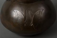 Taisho Period Bronze Vase with Butterfly Design - 1939413