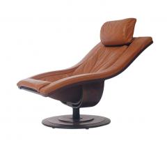 Takashi Okamura Mid Century Danish Modern Rosewood Leather Swivel Lounge Chair Ottoman Set - 1958514