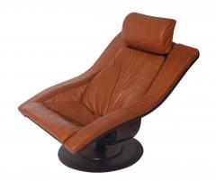 Takashi Okamura Mid Century Danish Modern Rosewood Leather Swivel Lounge Chair Ottoman Set - 1958516