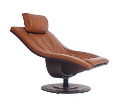 Takashi Okamura Mid Century Danish Modern Rosewood Leather Swivel Lounge Chair Ottoman Set - 1958524