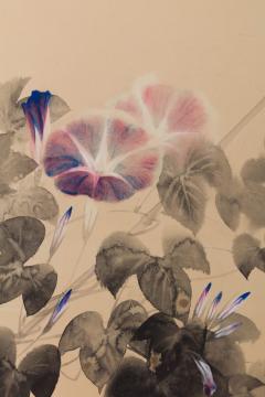 Takeda Koy Hollyhocks Morning Glories and Maltese Cross ca 1925 - 2594577