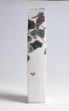 Takegoshi Jun Rectangular Vase with Crested Kingfishers ca 2000 - 3913382