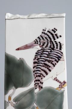 Takegoshi Jun Rectangular Vase with Crested Kingfishers ca 2000 - 3913386