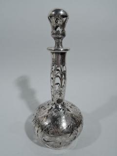 Tall Antique American Art Nouveau Silver Overlay Decanter - 3750039